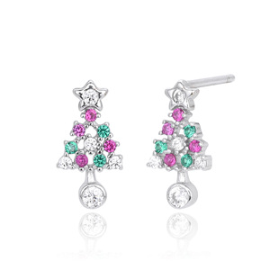 Tinh Tế Sáng Tạo S925 Mới Sterling Bạc Stud Bông Tai Hợp Thời Trang Mạ Vàng Sao Cây Giáng Sinh Thiết Kế Cross-Biên Giới Tạo Kiểu Tóc - Product Image 5