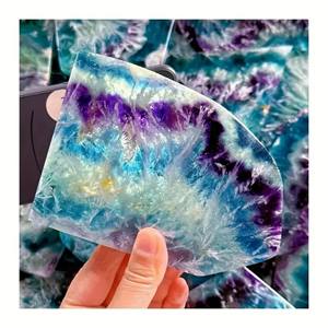 Dalle de pierre brute naturelle de haute qualité, tranche de cristal brut de fluorite arc-en-ciel pour la décoration - Product Image 5