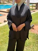 Ensemble décontracté modeste avec logo personnalisé pour femmes musulmanes, tunique et pantalon, vente en gros, fournisseur de boutique au Koweït, ensemble hijab