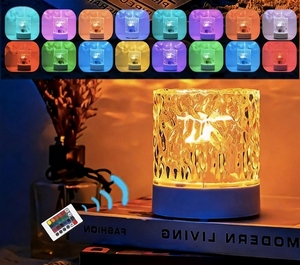 Đèn chiếu acrylic gợn sóng nước có pin, điều khiển cảm ứng & từ xa, đèn LED có thể điều chỉnh độ sáng, di động, cắm USB, dùng trang trí phòng ngủ - Product Image 4