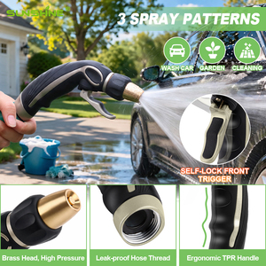 SUNSHINE Pistola pulverizadora de alta presión de metal duradero con bloqueo de gatillo para manguera de jardín y ducha para perros, Fábrica OEM ODM - Product Image 3