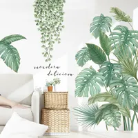 Folhas verdes adesivos de parede planta fresca estilo safa fundo adesivo de parede para quarto sala de estar decoração de casa decalque da parede
