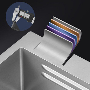 Handmade 304 thép không gỉ bồn rửa đơn Nano Fly-rain Thác nước phong cách với vòi vuông bát đơn nhà bếp món ăn bồn rửa - Product Image 5