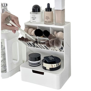 Cosmetic Storage <b>Box</b> With Drawers Plastic <b>Makeup</b> Organizer Simple Style 10-20 L Desktop Organizer For Beauty Products - Product Image 5