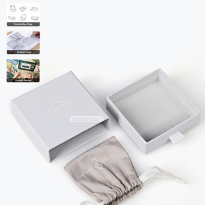 Luxury <b>Biodegradable</b> Rigid Cardboard Jewelry Drawer Box with Pouch Custom Handmade <b>Packaging</b> - Product Image 1