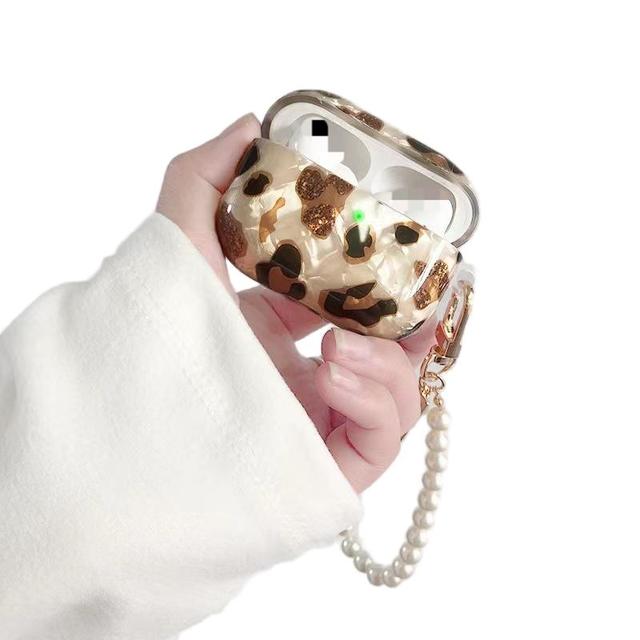 Trendy Eco-Friendly TPU IMD Leopard Pattern Case for Airpods 2 3 4   Airpods Pro Protective Case with Peal Strap