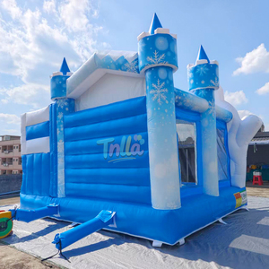 Château gonflable commercial pour enfants, thème dessin animé La Reine des Neiges, avec toboggan - Product Image 4