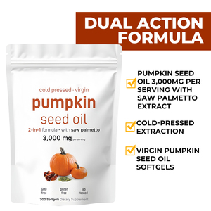 Cápsulas de Aceite de Semilla de Calabaza OEM con Saw Palmetto 3000 mg por Porción, Suplemento Dietético Sin Gluten para Hombres - Product Image 1