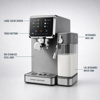 Mesin Kopi Espresso Semi Otomatis Layar Sentuh 20 Bar Tangki Air Penghasil Busa Susu untuk Rumah Hotel