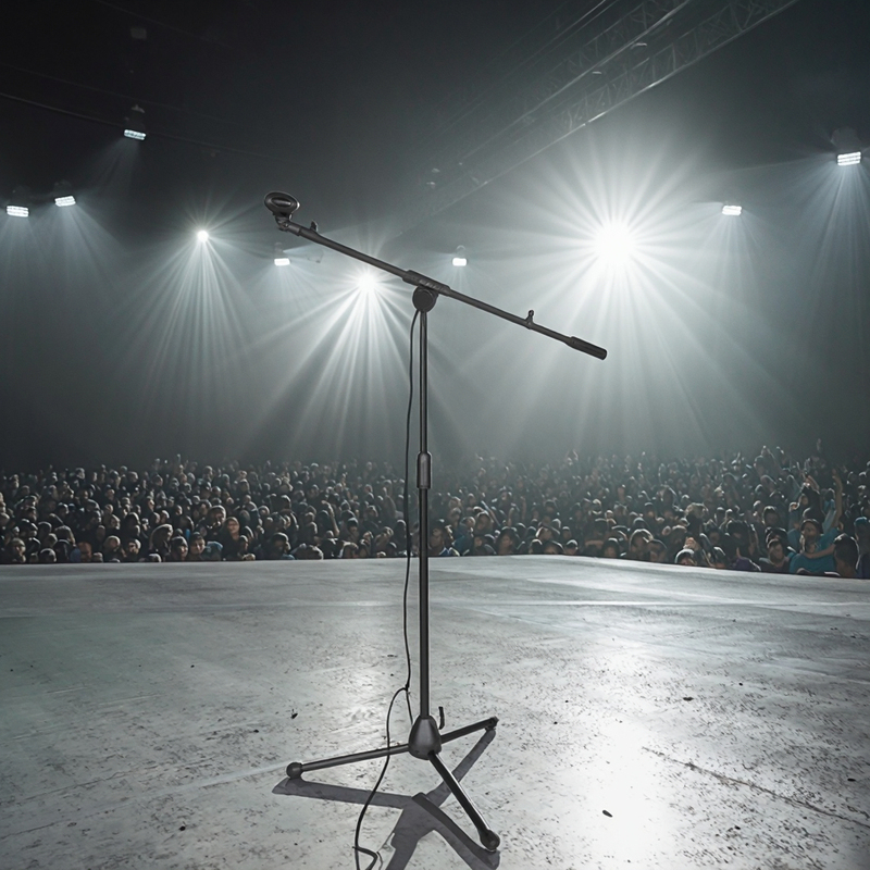 Adjustable Height Black Floor Tripod Microphone