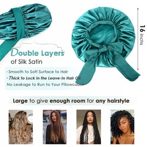 <span class=keywords><strong>Bonnet</strong></span> <span class=keywords><strong>de</strong></span> nuit double couche en satin grande <span class=keywords><strong>taille</strong></span> pour femmes, avec bande élastique, idéal pour cheveux longs, bouclés ou tressés - Product Image 4