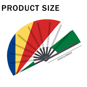 Abanicos de mano plegables de plástico con bandera de <span class=keywords><strong>Seychelles</strong></span> al por mayor para carnaval, boda, Festival, fiesta, agencia de viajes - Product Image 4