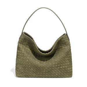Nouveauté Sac à main pour femme, sac à bandoulière tissé à la main, grande capacité, sac hobo en daim et cuir PU, sac fourre-tout vintage automne-hiver - Product Image 6