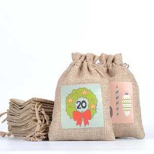 Vente en gros de sac cadeau en tissu avec calendrier torsadé compte à rebours de Noël emballage carré de fête pour décorations - Product Image 3