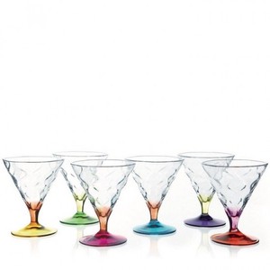 Set di 6 Bicchieri per Gelato Bicolore Riflessi, Cristalleria Colorata con Stelo per Servire Dessert - Product Image 1