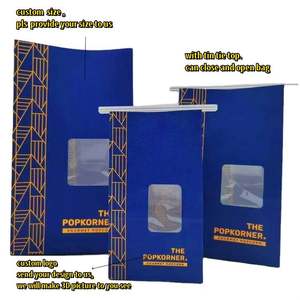 Sac en papier blanc/marron à fond plat jetable avec logo personnalisé imprimé et fermeture à lien métallique pour pain, biscuits et snacks à emporter - Product Image 5