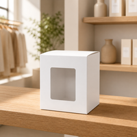 Boîte cadeau blanche personnalisée avec fenêtre en PVC, boîte pliante carrée pour bougie, savon, tasse, cosmétiques, mariage, écologique et recyclable