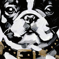 Impression sur toile d'art mural moderne Pop Art : Graffiti animalier, Bouledogue Boss avec lunettes de soleil