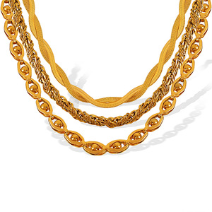 ชุดสร้อยคอแฟชั่นแบบซ้อนกัน ดีไซน์วงแหวนรูปวงรี ทำจากโลหะผสมสังกะสี เครื่องประดับสำหรับทุกเพศ เหมาะสำหรับใส่ในชีวิตประจำวัน - Product Image 5