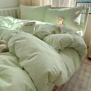 Ropa de <span class=keywords><strong>Cama</strong></span> de Algodón Lavado <span class=keywords><strong>Verde</strong></span> Menta, Diseño Industrial Costero, Sensación de Lujo, Resistente a la Estática, Portátil para Viajes - Product Image 1