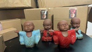 12.2*5.5*9.8ซม. สัตว์เลี้ยงชาจีนเซรามิกของตกแต่งพระเล็กๆเซนดินเหนียวบูติกกังฟูเครื่องประดับพิธีพระพุทธรูปหัวเราะ - Product Image 2