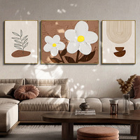 Peinture murale moderne abstraite pour salon, triptyque floral, peinture en porcelaine cristalline