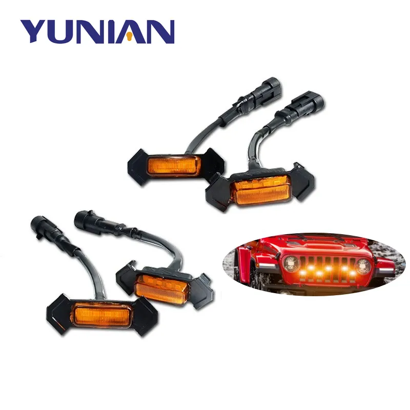 Universal Car LED Front Grille Light Strobe Running Lamps DRL Automobile Accessories 12V Amber Car Exterior Decorative Lights