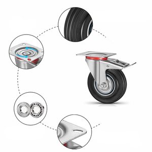 Juego de 4 ruedas negras de 76 mm para carritos y muebles, 2 giratorias, 2 fijas, capacidad de carga de 200 kg - Product Image 5