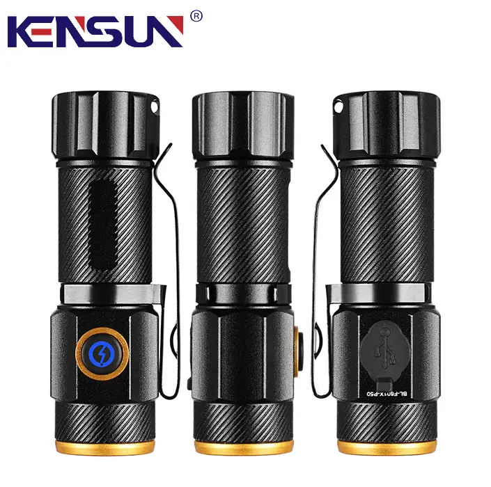 Kensun P50 5 mode side pen holder tail magnet waterproof rechargeable usb led tactical torch light lantern outdoor flashlights