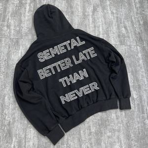 Sweat à capuche surdimensionné à épaules tombantes de haute qualité personnalisé par un designer, sweat à capuche en coton lourd, fabricants de sweat à capuche avec strass - Product Image 2