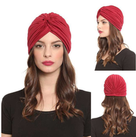 Turban plissé pour femme 2026 – Doux, extensible, couleur unie, décontracté, chapeau turban tendance pour femme – Vente en gros