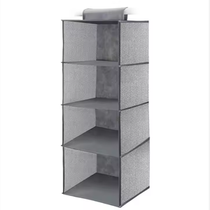 Storage Hanging Closet <b>Shelves</b> Fabric Closet Hanging Organizer 4 <b>Shelf</b> Closet Hanging Organizer with <b>Hooks</b> - Product Image 3