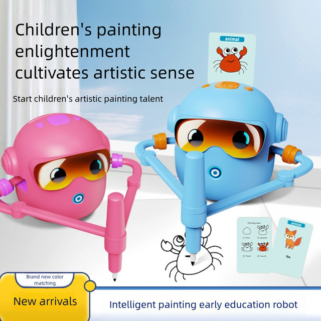 Automatic Drawing Smart Mini Robot Card-Insert Drawing Interactive Early Learning Machine Children's Educational Learning Toys
