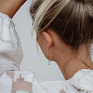 เครื่องประดับทอง14K เครื่องประดับขายส่งแบบยาวสำหรับผู้หญิงดีไซน์ต่างหูจี้มุก CZ - Product Image 2