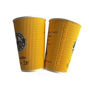 SP242 Hot Selling Top Kwaliteit Custom Logo Verschillende Grootte Concurrerende Prijs Rimpel Muur Koffie Paper Cups