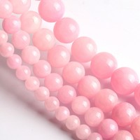 Vente en gros de perles de jadéite rose de 15 pouces, pierres lâches de 6/8/10/12 mm, lisses et rondes pour la fabrication de bijoux DIY