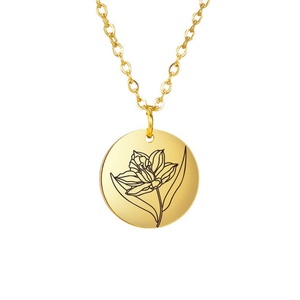 Joyería de Acero Inoxidable Resistente al Deslustre, Venta al por Mayor, Collar con Colgante Redondo Personalizable, Grabable, Joyería Personalizada - Product Image 1