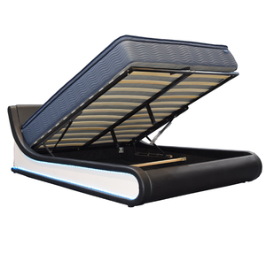 Cabecero de tamaño King personalizado, plataforma de almacenamiento de cuero, altura ajustable, con luz LED, venta al por mayor - Product Image 2