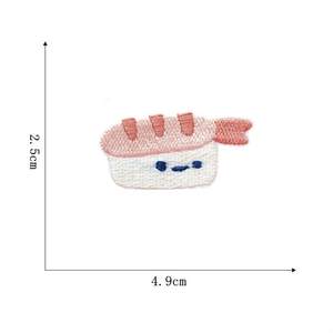 Patch Bordir Desain Makanan Jepang Tema Kaviar Sashimi Salmon Sushi Pizza Hamburger Donat Bir, Diskon Besar - Product Image 6