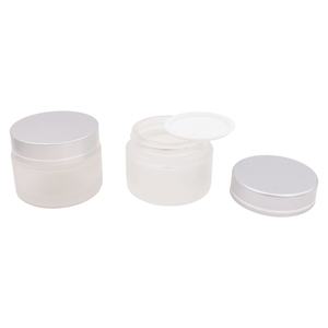 Pot en verre givré de luxe vide pour crème visage, 5g, 10g, 15g, 1oz, 30ml, 50g, 100g, avec couvercle doré - Product Image 6