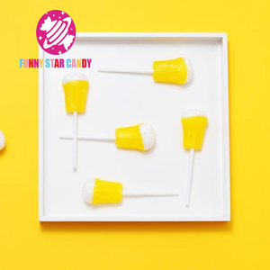 Korea Nouveauts 2025 warna campuran cangkir permen lolipop bentuk buah manis rasa Soda Fizzy gelembung Lollipop - Product Image 4