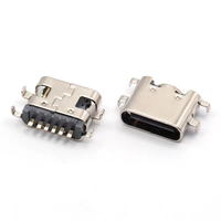 6-16핀 SMT 매립형 암 타입-C USB 커넥터 (휴대폰 충전 포트용) 황동 스테인리스 스틸 PCB USB 타입 C 잭