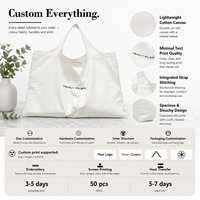 Sac fourre-tout en toile de coton naturel moyen avec logo imprimé personnalisé et longue anse pour campagne publicitaire, fabrication OEM