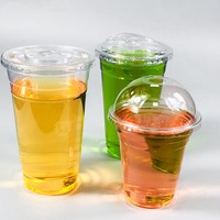 Gobelet jetable en PET transparent à paroi simple de 12 oz, écologique, avec couvercles, pour yaourt, milkshake, emballage à emporter