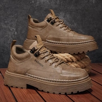 Chaussures en cuir à plateforme épaisse pour hommes, décontractées, à lacets, semelle antidérapante, mode, usage quotidien, chaussures de marche pour hommes d'affaires