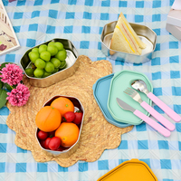 Boîte à bento pour enfants en acier inoxydable étanche portable réutilisable de qualité supérieure avec couvercle en silicone récipient de stockage des aliments