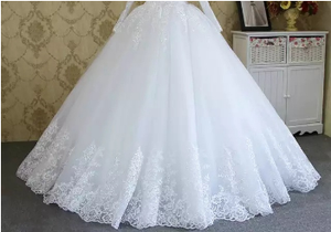 Abito da Sposa Stile Africano con Maniche 3/4, Applicazioni in Pizzo e Perline, Linea ad A, Popolare tra le Spose - Product Image 2