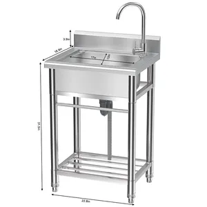 Freestanding Stainless Steel Single Bowl Kitchen Sinks Outdoor Sink Wash Basin