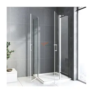 Corner neo angle duschkabine tempered shower douche glass enclosures folding doors with roller