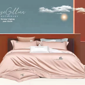 Double-Faced Long Staple Egyptian Cotton Four-Piece Satin High-End Luxury Duvet Cover <strong>Set</strong> King Breathable Eco-Friendly - Product Image 3